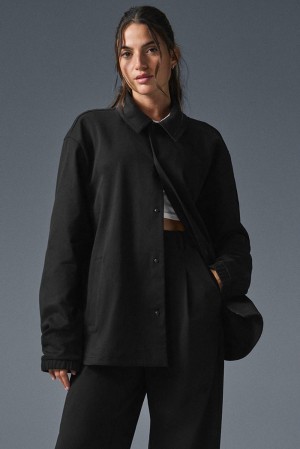 Black Women Alo Yoga Edition Sueded Jacket | Australia 29670-DFOA