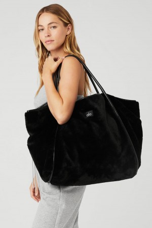 Black Women Alo Yoga Faux Fur Tote Bag | Australia 05178-NFXZ