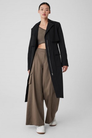 Black Women Alo Yoga Formation Trench Coat | Australia 96520-LMUN