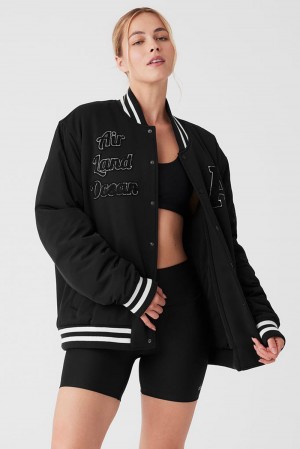 Black Women Alo Yoga G.O.A.T Jacket | Australia 31645-QVLN