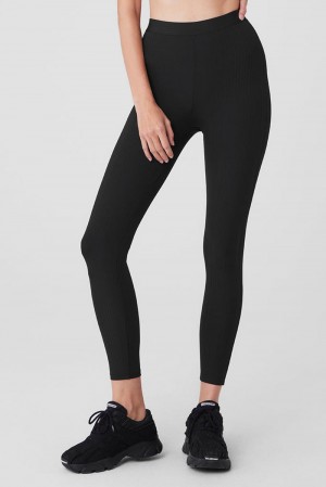 Black Women Alo Yoga High-Waist 7/8 Run It Back Legging | Australia 34250-XRUE