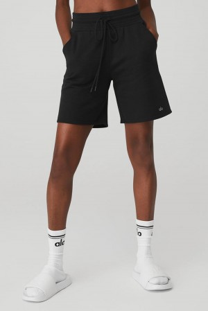 Black Women Alo Yoga High-Waist Easy Sweat Short | Australia 13249-YHST