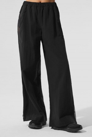 Black Women Alo Yoga High-Waist Origin Wide Leg Track Pant | Australia 70132-OPLS