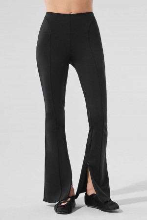 Black Women Alo Yoga High-Waist Zip It Flare Legging | Australia 63870-QXDG