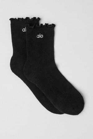 Black Women Alo Yoga Lettuce Edge Sock | Australia 51932-FNKH