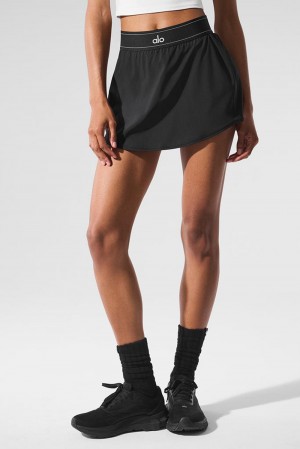 Black Women Alo Yoga Match Point Tennis Skirt | Australia 35467-TGIC