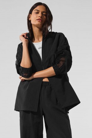 Black Women Alo Yoga Origin Full-Zip Track Jacket | Australia 68403-KLSY