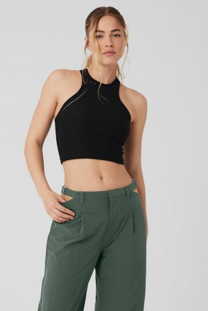 Black Women Alo Yoga Seamless Open Air Racerback Tank | Australia 58769-WFXT
