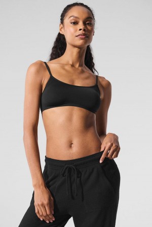 Black Women Alo Yoga Sheer Glow Bra | Australia 86412-AMJB
