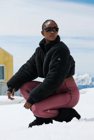 Black Women Alo Yoga Sherpa Main Act Corset Puffer Jacket | Australia 68273-SYNQ