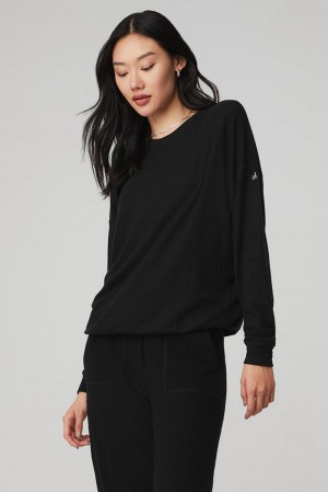 Black Women Alo Yoga Soho Pullover | Australia 87512-VDZK