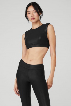 Black Women Alo Yoga Super Shine Flash Bra | Australia 75831-MZTF