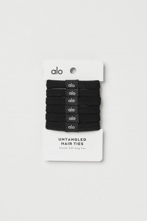Black Women Alo Yoga Untangled Hair Tie 6-Pack Hair Tie | Australia 48263-KOGA