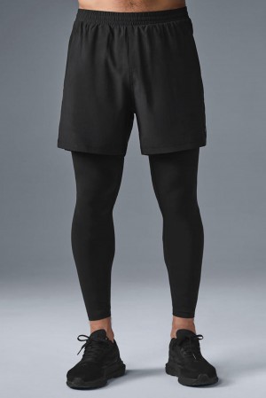 Black / Black Men Alo Yoga 5" Revival 2-in-1 Pant | Australia 98047-ZFWM
