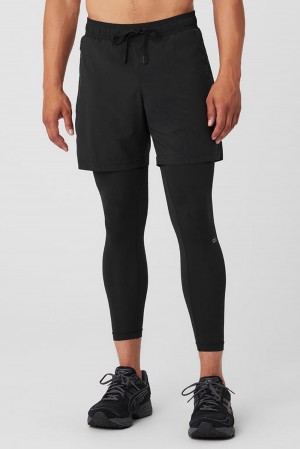 Black / Black Men Alo Yoga Stability 2-In-1 Pant | Australia 84736-MKBF