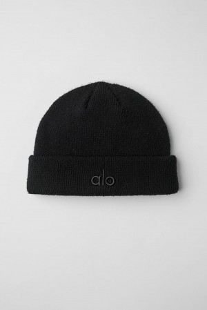 Black / Black Women Alo Yoga Notable Beanie | Australia 48203-SKHL