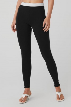 Black / White Women Alo Yoga Airbrush High-Waist Streamlined Legging | Australia 12865-THWY
