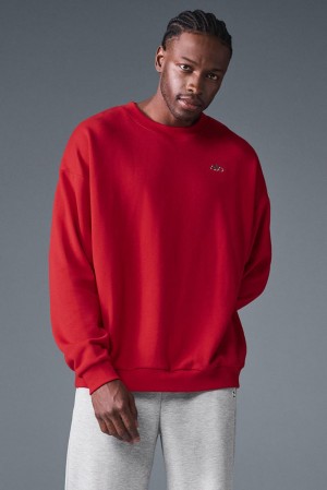 Bold Red Men Alo Yoga Accolade Crew Neck Pullover | Australia 52703-CYJI