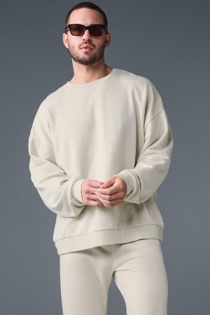Bone Men Alo Yoga Chill Crew Neck Pullover | Australia 19475-EAMZ