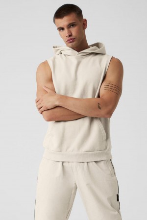 Bone Men Alo Yoga Chill Sleeveless Hoodie | Australia 54219-JSGY