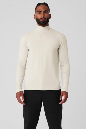 Bone Men Alo Yoga Conquer Reform Mock Neck Long Sleeve | Australia 01249-VOJK
