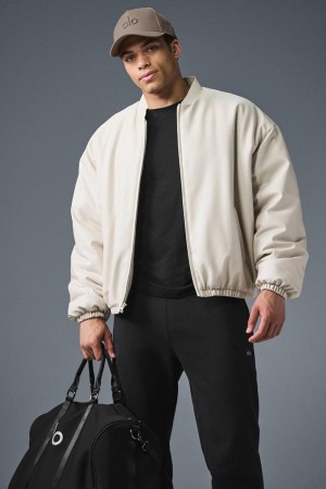 Bone Men Alo Yoga Faux Leather Premier Bomber Jacket | Australia 89312-JSTB