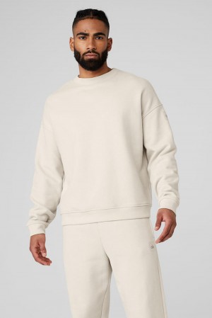 Bone Men Alo Yoga Renown Heavy Weight Crew Neck Pullover | Australia 67094-AVJX
