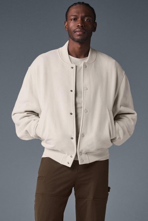 Bone Men Alo Yoga Renown Varsity Jacket | Australia 73490-OIRE