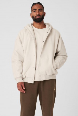 Bone Men Alo Yoga Select Hooded Bomber Jacket | Australia 03649-ICAD