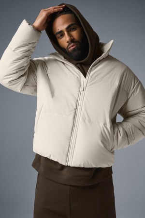 Bone Men Alo Yoga Stretch Woven Street Puffer Jacket | Australia 24593-UFJV