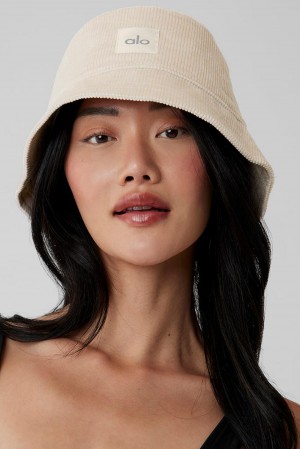 Bone Women Alo Yoga Corduroy Neighborhood Bucket Hat | Australia 95671-MDEJ