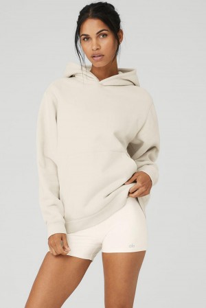 Bone Women Alo Yoga Renown Heavy Weight Hoodie | Australia 72356-UCYO