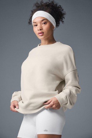 Bone Women Alo Yoga Renown Heavy Weight Crew Neck Pullover | Australia 54896-IXNU