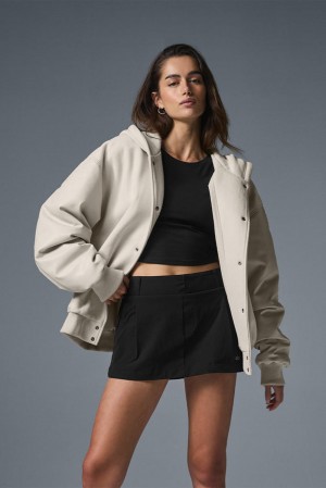 Bone Women Alo Yoga Select Hooded Bomber Jacket | Australia 36549-PMNL