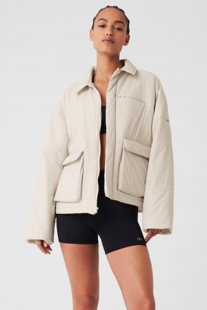 Bone Women Alo Yoga Voyage Utility Cargo Jacket | Australia 86219-GPAZ