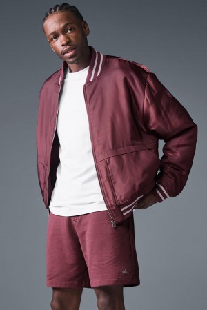 Burgundy Truffle Men Alo Yoga Afterglow Varsity Jacket | Australia 32480-MQIE