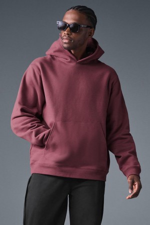 Burgundy Truffle Men Alo Yoga Renown Heavy Weight Hoodie | Australia 89421-WOZM
