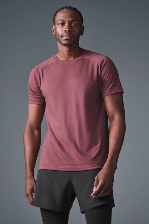 Burgundy Truffle Men Alo Yoga Triumph Raglan Tee | Australia 20536-QWYX
