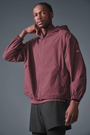 Burgundy Truffle Men Alo Yoga Vantage Nylon Ripstop Track Jacket | Australia 98147-KLUS