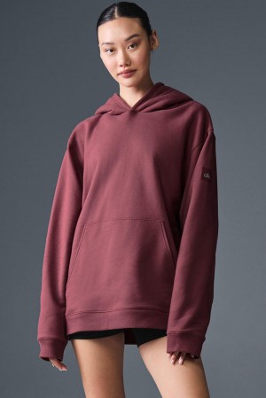Burgundy Truffle Women Alo Yoga Renown Heavy Weight Hoodie | Australia 45096-AEMW