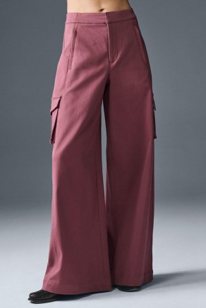 Burgundy Truffle Women Alo Yoga Show Off Cargo Wide Leg (Regular) Pant | Australia 64807-WTCL