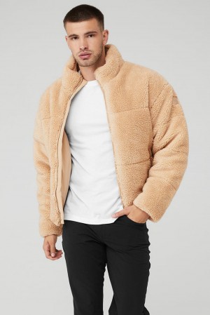 Camel Men Alo Yoga Sherpa Stage Puffer Jacket | Australia 95127-ZBGO