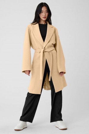 Camel Women Alo Yoga Wool Gameday Overcoat | Australia 23841-EJRV