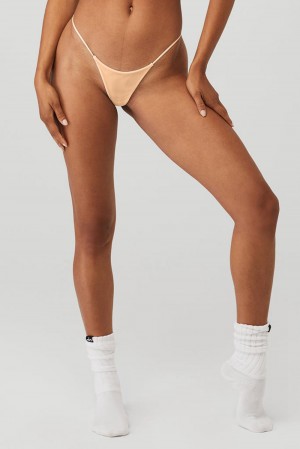 Champagne Women Alo Yoga Airmesh Venus Thong | Australia 91268-JWCM