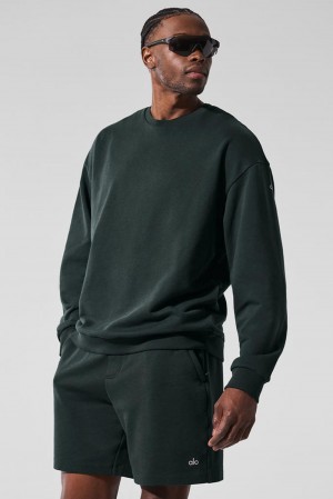 Charcoal Green Men Alo Yoga Chill Crew Neck Pullover | Australia 74562-PZIQ