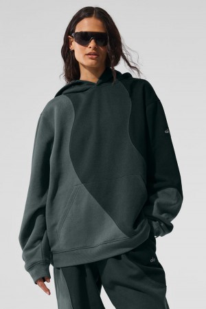 Charcoal Green Tonal Women Alo Yoga Make Waves Hoodie | Australia 23651-KWCZ