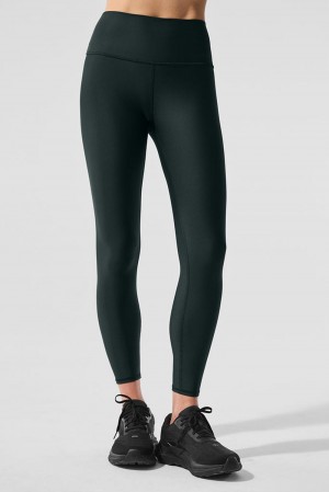 Charcoal Green Women Alo Yoga 7/8 High-Waist Airlift Legging | Australia 23748-VDOH