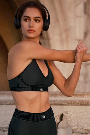 Charcoal Green Women Alo Yoga Airlift Line Up Bra | Australia 36549-LEDU