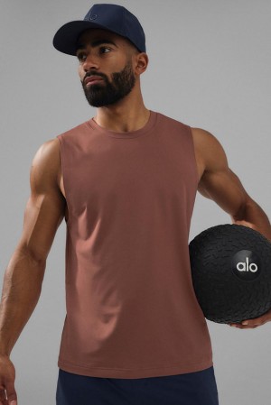Chestnut Men Alo Yoga Conquer Muscle Tank | Australia 89632-IGPQ