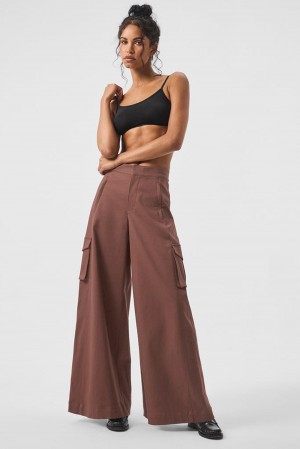 Chestnut Women Alo Yoga Show Off Cargo Wide Leg Pant | Australia 59380-CVMD